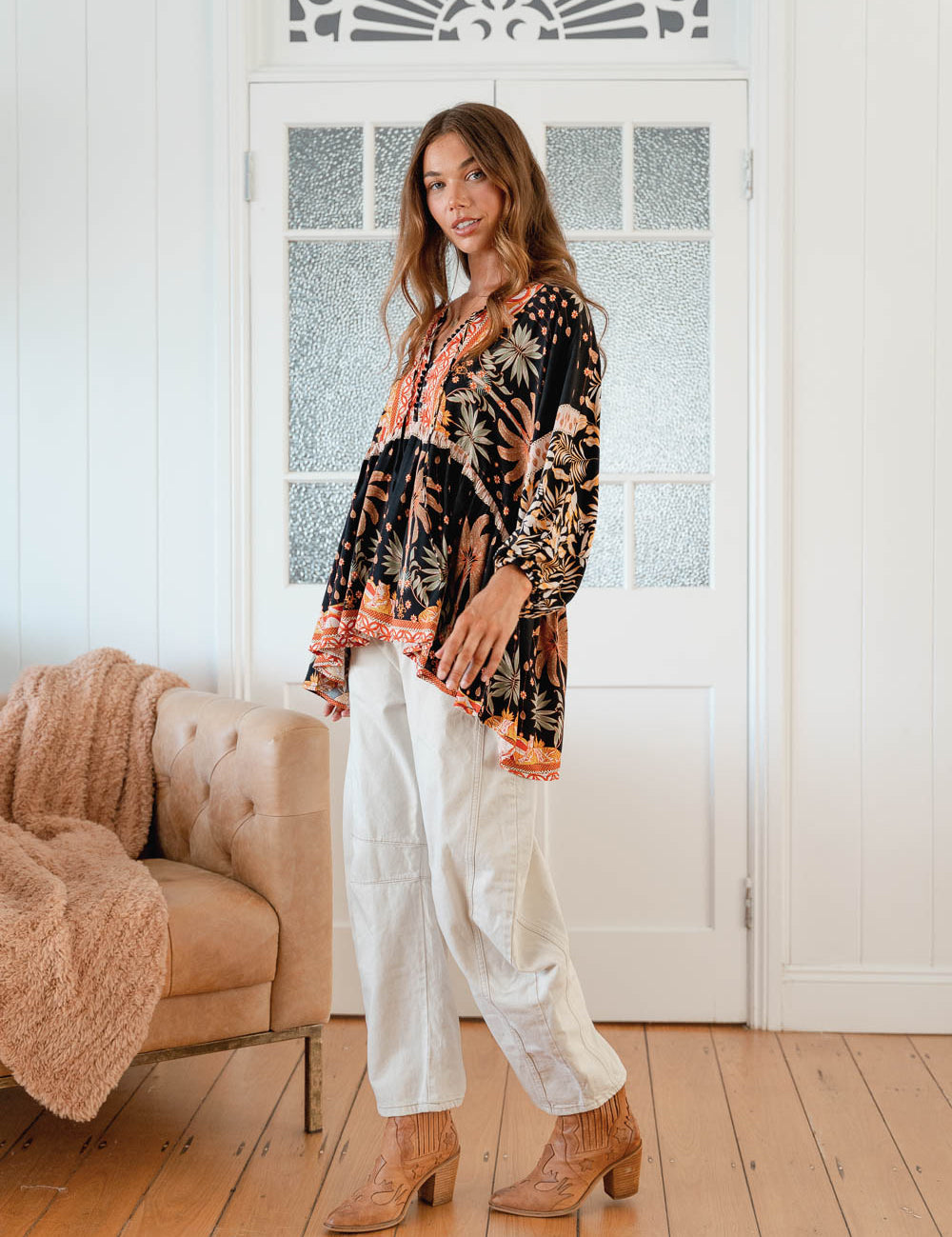 Jardin Print Chloe Top