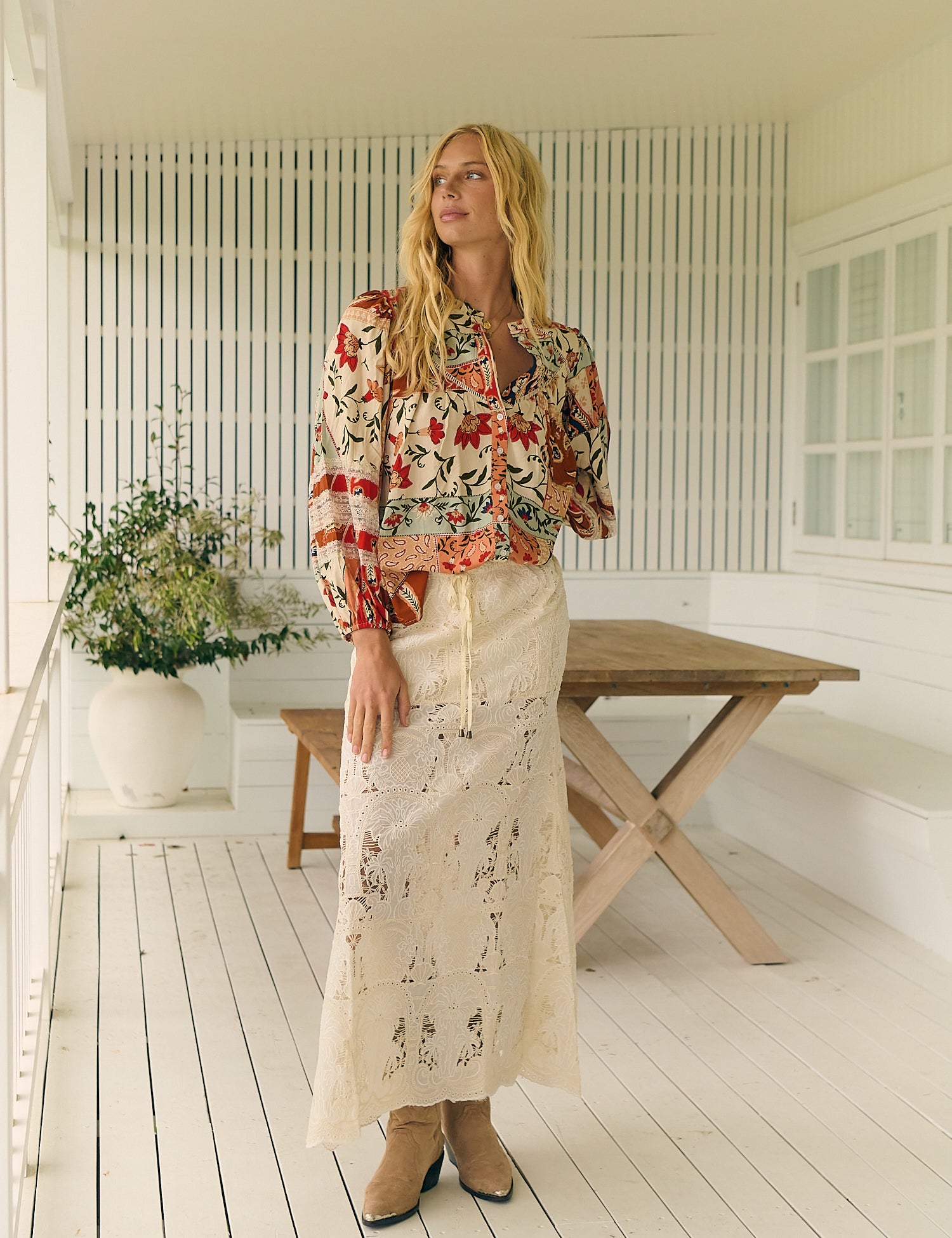 Golden Palms wood skirt