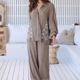 Zephyr Khaki Embroidered Clementine Shirt