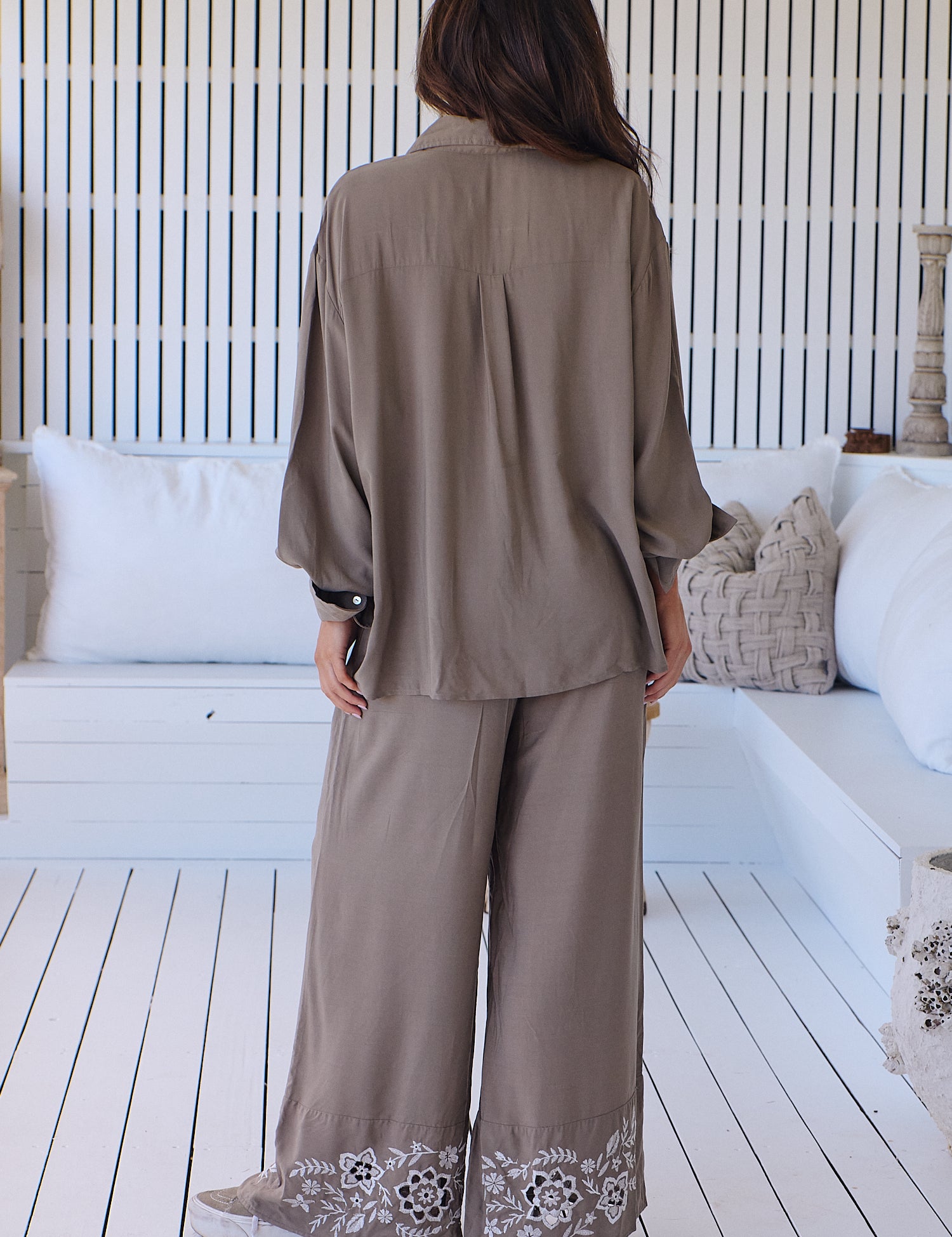 Zephyr Khaki Embroidery Rocky Pant