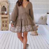Zephyr Khaki Embroidered Clarissa Mini dress