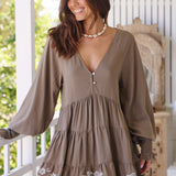 Zephyr Khaki Embroidered Clarissa Mini dress