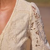 Golden Palms Embroidered Lake Dress