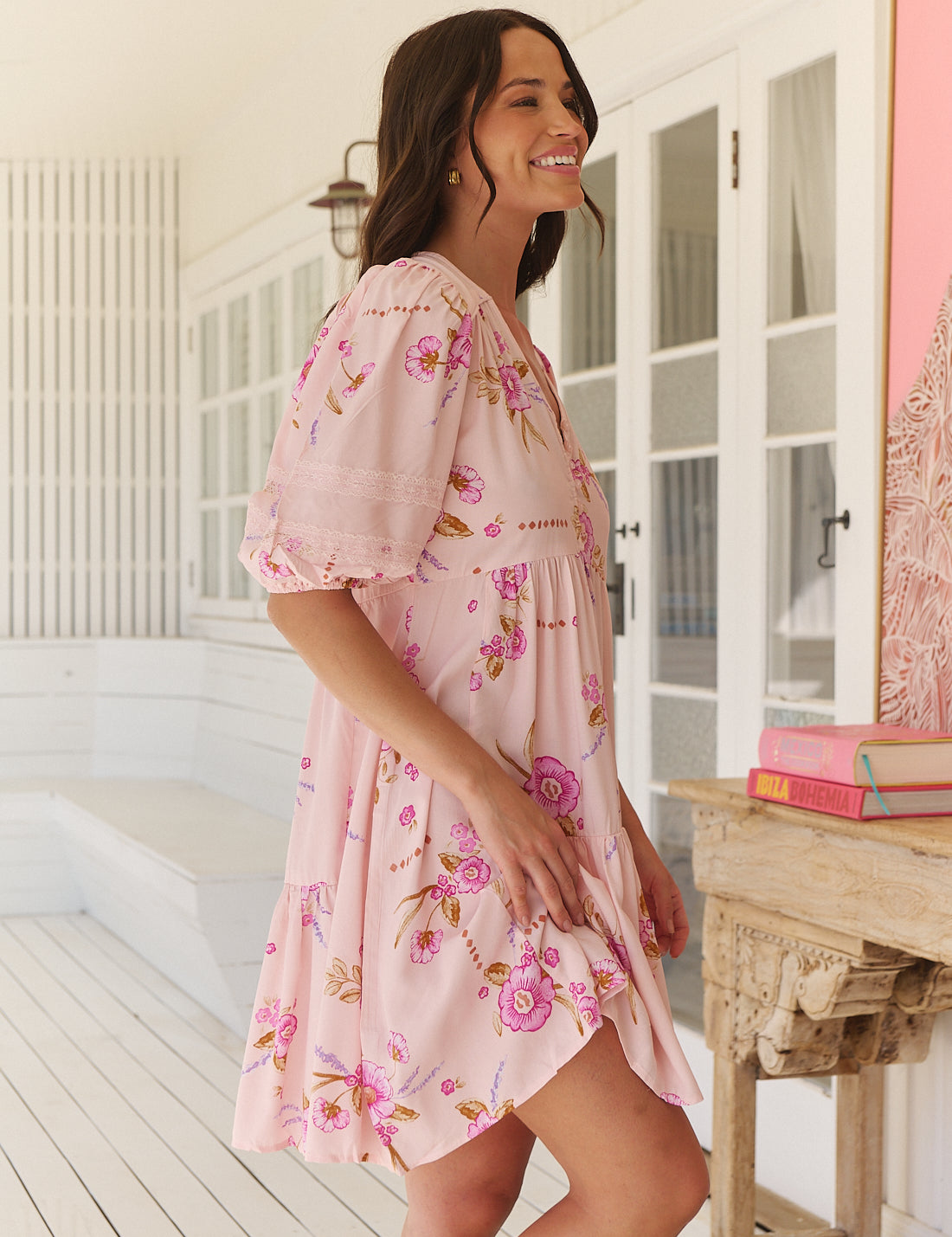 Blushing Fields Print Tracey 3/4 Sleeve Dress