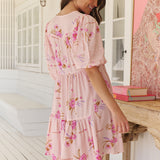 Blushing Fields Print Tracey 3/4 Sleeve Dress
