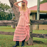 Pink Sunset Lace Pandora Maxi Dress