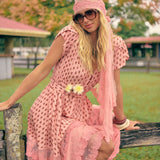 Pink Sunset Lace Pandora Maxi Dress
