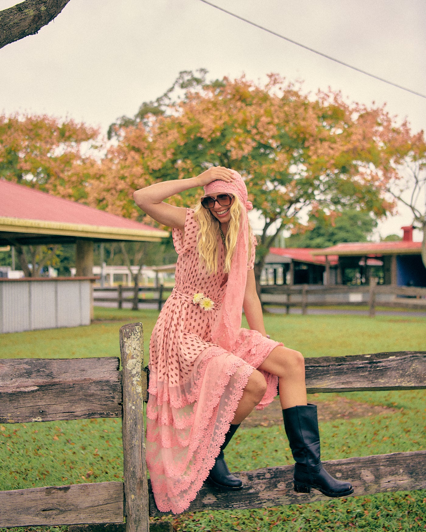 Pink Sunset Lace Pandora Maxi Dress